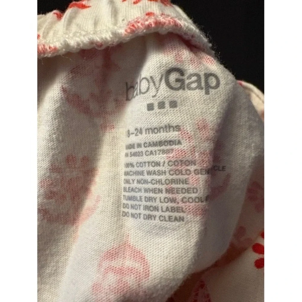 Baby Gap sleeveless dress size 18-24 months white background with red flowers